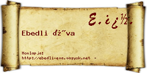 Ebedli Éva névjegykártya